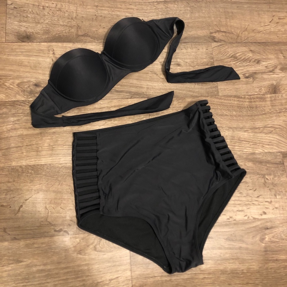 High Waisted Push Up Strapless Bikini